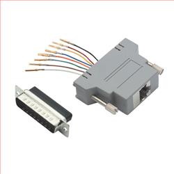 屏蔽式模块化适配器，DB25 公头 / RJ45 (8x8) 插座的图片